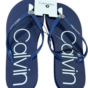 Calvin Klein Navy Flip Flops Size 8 NWT